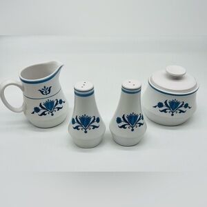 NORITAKE Progression China Blue Haven salt and pepper shaker & sugar/ creamer